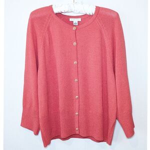 St John Sport Orange Wool Blend Cardigan with SJ Signature Buttons